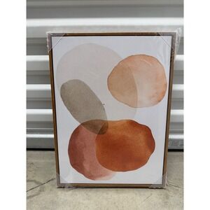 Modern Abstract Watercolor Framed Canvas Wall Art Terracotta Boho 12x16